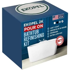 Odorless Bathtub Refinishing Kit White Gloss Finish Pour On Paint 1 Coat Long