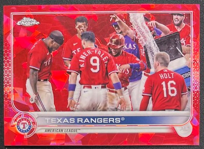 2022 TOPPS CROME SAPPHIRE TEXAS RANGERS TEAM RED REFRACTOR #2/5