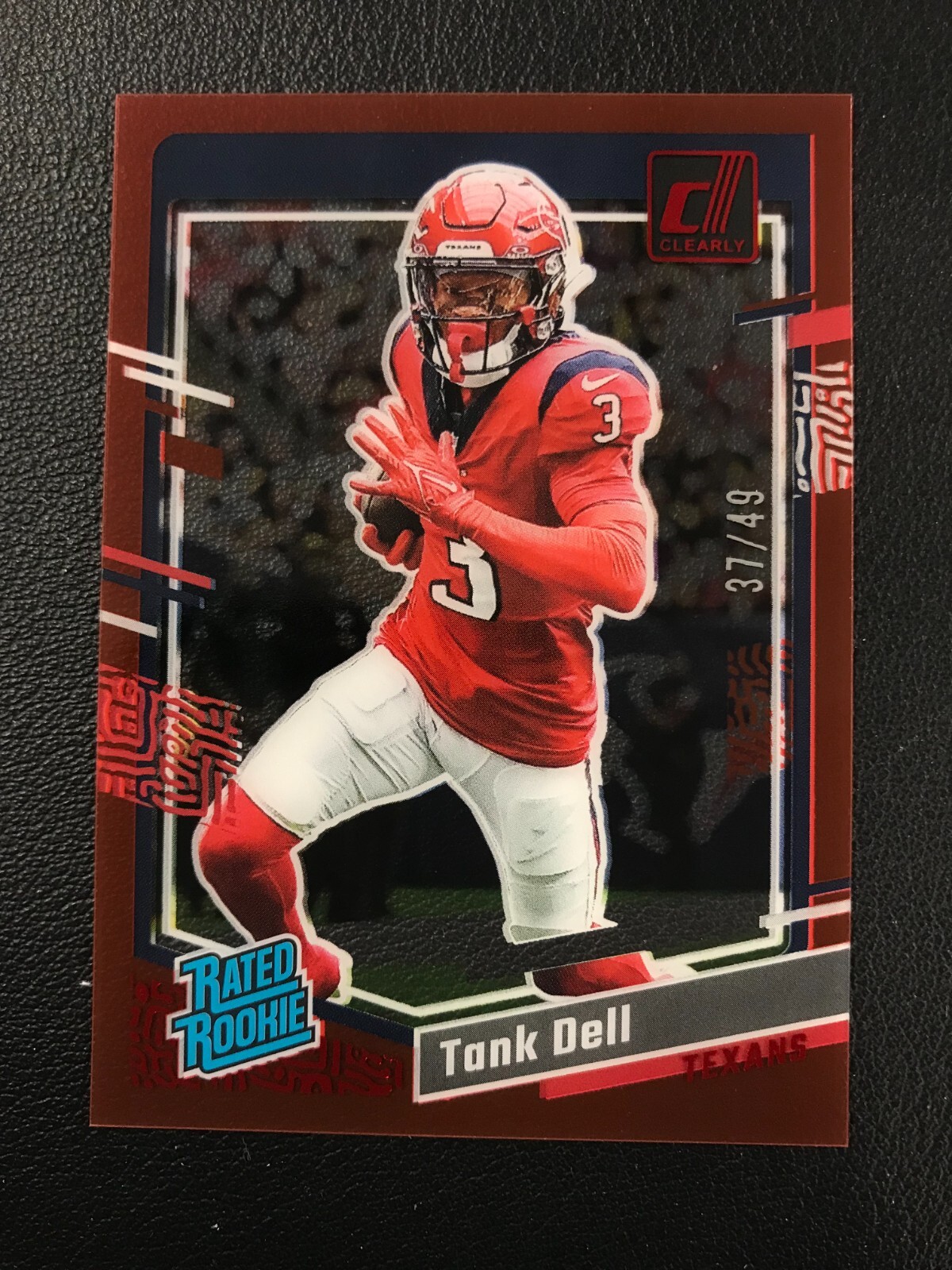 2023 Panini Clearly Donruss #85 Tank Dell Rated Rookie Red /49 Texans No Reserve