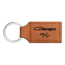 Dodge Charger R/T Classic Rectangular Brown Leather Key Chain Key-ring