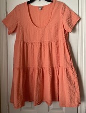A New Day Ladies Tiered Dress-Coral-Size S-Short Sleeves