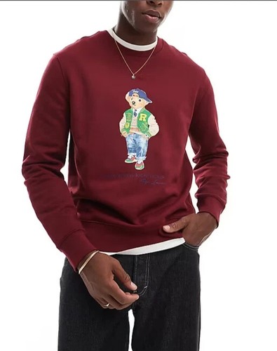 NWT*Polo Ralph Lauren Men's Varsity Bear Crewneck Sweatshirt *Burgundy* M *$168 - 第 1/4 張圖片