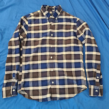 J.Crew Oxford Shirt Mens Medium Blue White Plaid Button-Down Slim Fit   