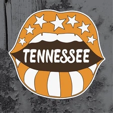 TENNESSEE Pouting Lips in Volunteers Colors Vinyl Decal Car Window Sticker