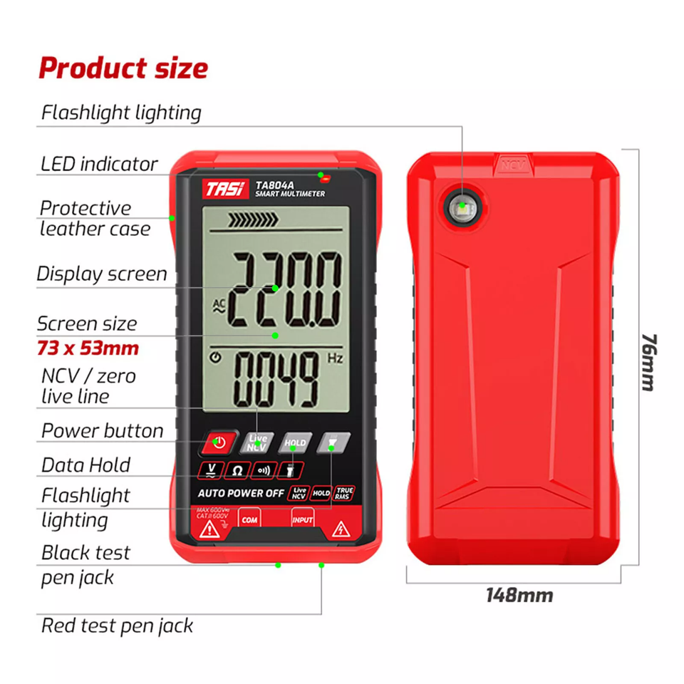 Digital Multimeter Voltmeter AC DC Volt Ohmmeter Tester Meter Auto
