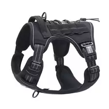 Auroth Tactical Dog Harness Adjustable Dog Vest with Handle - Black