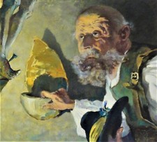 Brückner (XX) quadro OTTIMO 1963: UNA BAIA TIMORATA DI DIO IN UNA CHIESA