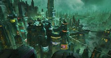 Landscape art illustration city cityscape futuristic Custom Gaming Mat Desk