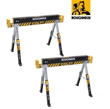 Roughneck 2x Colt Metal Folding Steel Saw Horse Adjustable Leg Stand Trestle