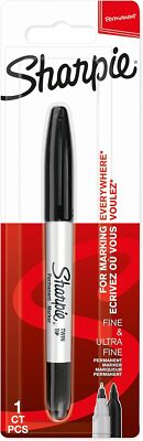 Sharpie Permanent Marker, Doppelspitze, Fein & Ultrafine, Schwarz, 1 Stk.