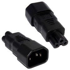 3 Pin IEC Kettle Lead Socket C14 to Cloverleaf Plug C5 Power Mains Plug Adapter
