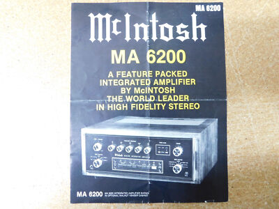McIntosh MA-6200 Vintage Stereo Integrated Amplifier Sales Brochure (original)