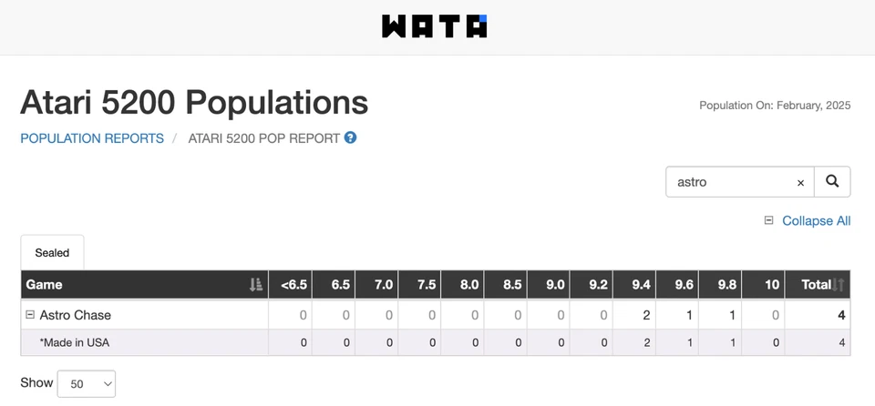 1983 Atari 5200 Astro Chase Blue Box Clamshell WATA 9.8 A++ Sealed ** Top Pop ** - Image 2 of 4