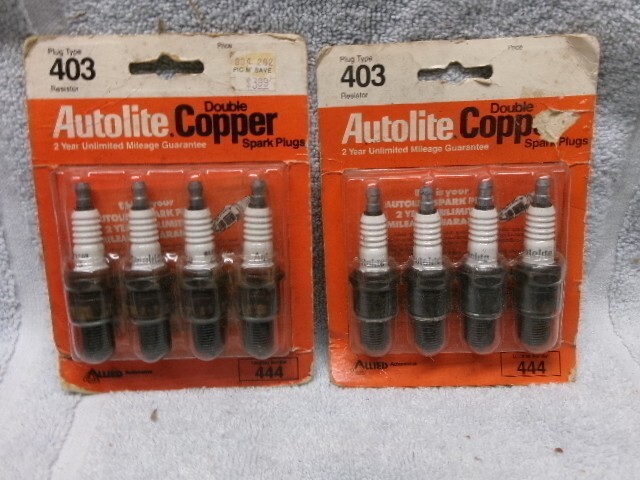  Vintage - UNUSED - AUTOLITE Copper Spark Plugs -# 403 - 2 packs  8 PLUGS 