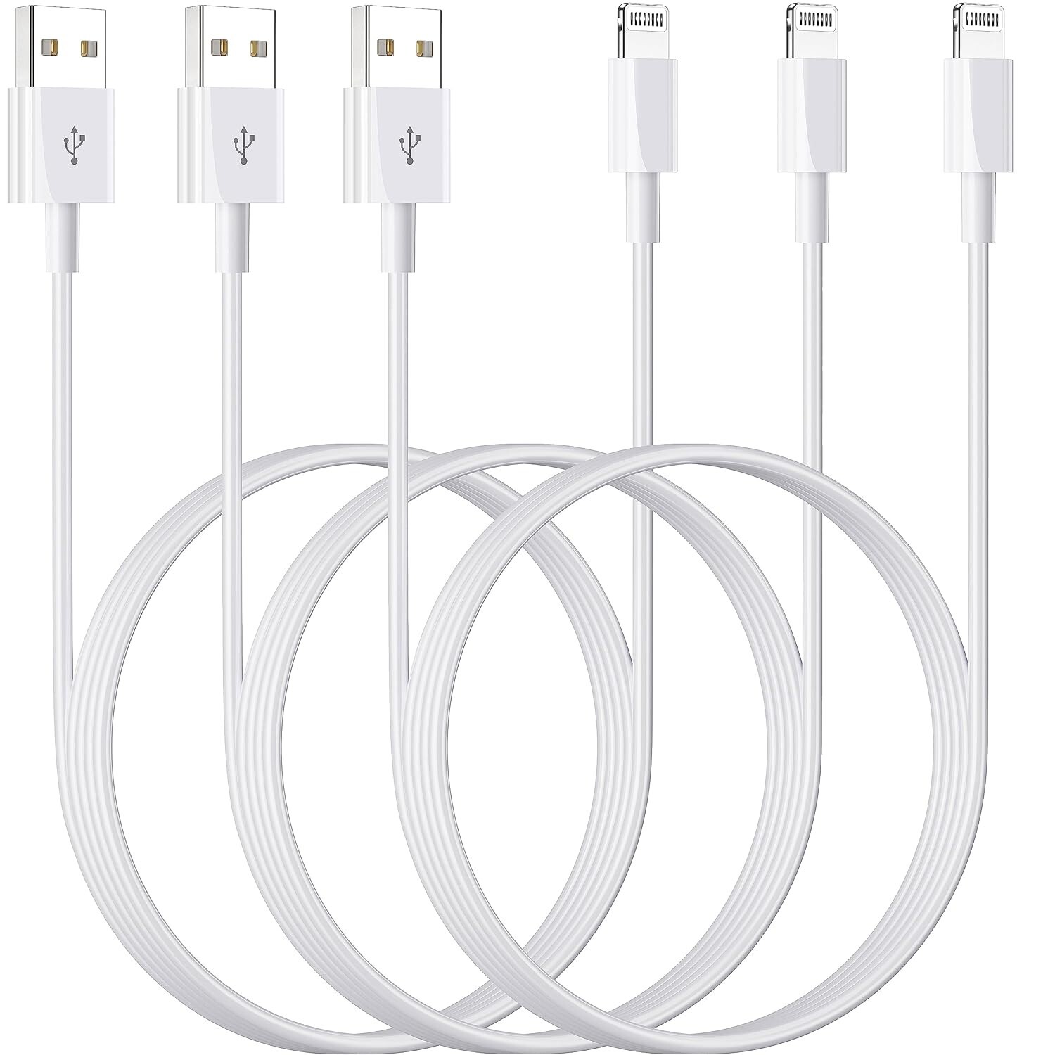 USB a to Lightning Cable 3ft 3pack Apple Mfi Certified Apple Lightning Iphone...-image