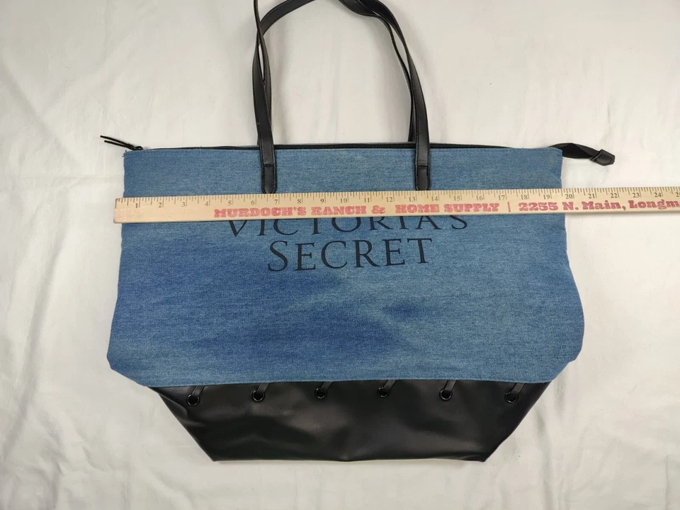 Victoria Secret Damas Denim Bolso de Mano y Bolso de Mano Conjunto Azul y Negro Foto 3 de 4