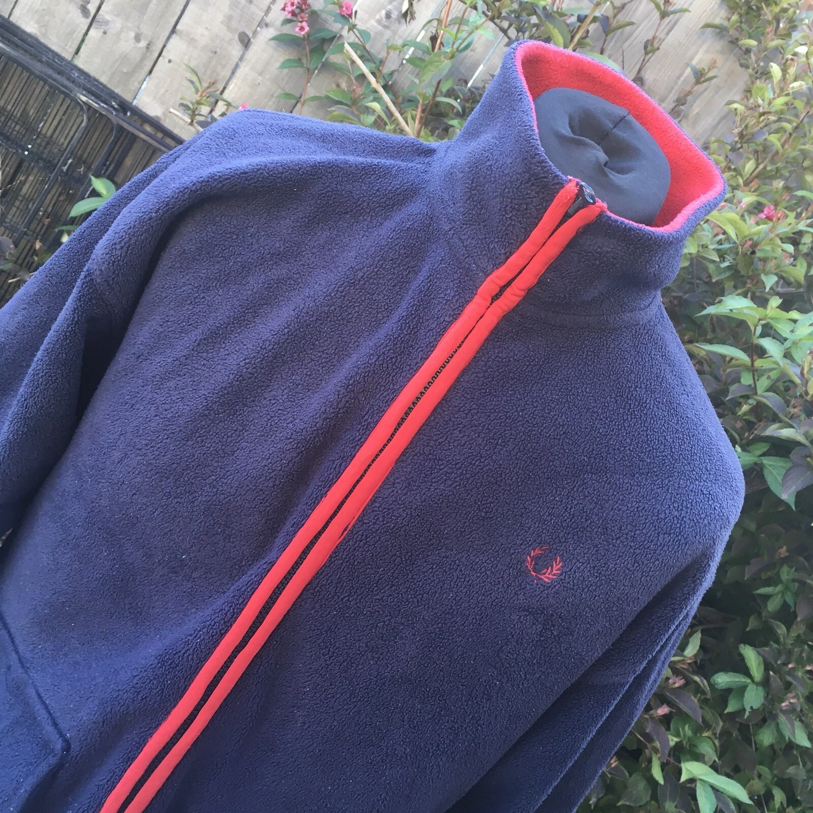 Fred Perry Mens Vintage Retro 90s Sports Navy Fleece Jacket Coat Athletic Rare M