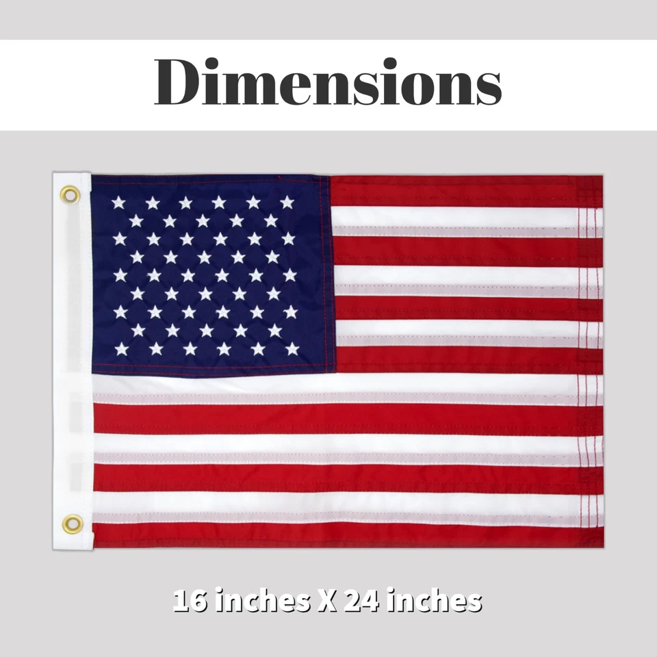 American USA Boat Flag 16" x 24" Cabin Waterproof Embroidered Marine & Golf Cart - Image 3 of 4