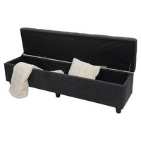 Sitzbank Kriens Xxl, Aufbewahrungs-Truhe, Stoff/Textil, 45X180X45Cm, Dunkelgrau