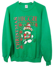 M/L Vtg 90s Christmas Hugger Teddy Bear Puffy Raglan 50/50 Jerzees Sweatshirt