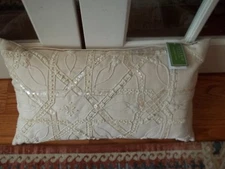 NWT Celerie by Celerie Kembly Ivory Beaded Decorative Bed Pillow