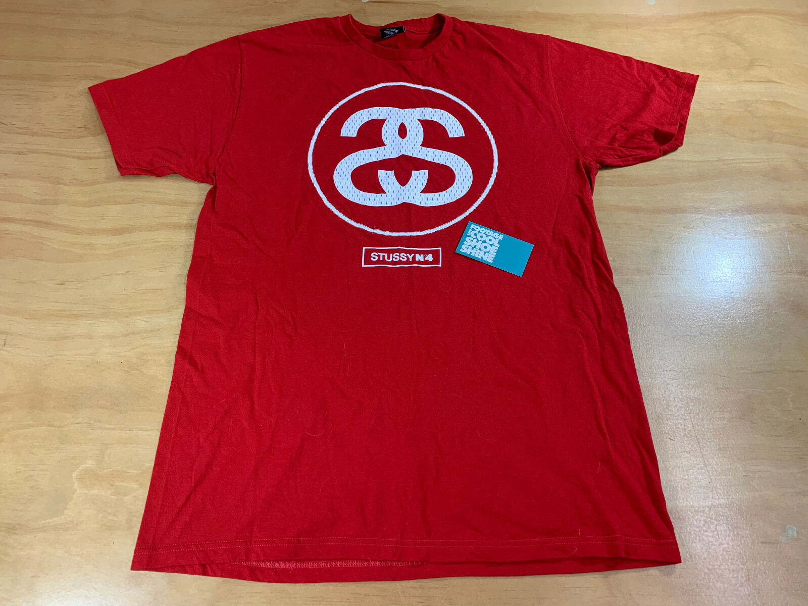 red and white tee shirt