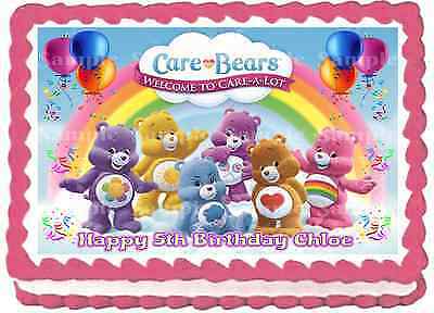 Edible Care Bears Rainbow A4 Personalised Birthday Party Icing