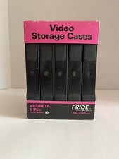5 Empty VHS / BETA Black Hard Plastic Snap Lock Box Storage Cases