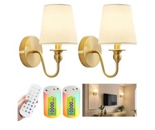 New - Open Box Gold Battery Operated Wall Sconce Set of 2