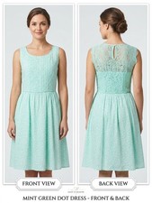 CATO 100% Cotton Mint Green Polka Dot Lace Detail Dress - Size 8