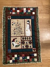 Christmas Wall Hanging Hand-quilted 27x42  NEW Panel Patchwork Country