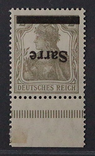 SAAR 1 I K ** Germania Aufdruck KOPFSTEHEND, postfrisch, geprüft KW 650,- €