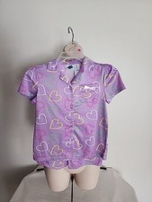 Girls 2 pc shirt and shorts pajama set purple hearts size 5/6