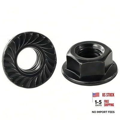 M12x1.75mm Metric Serrated Hex Flange Nuts - Grade 10.9 Alloy Black M12 (5PCS)