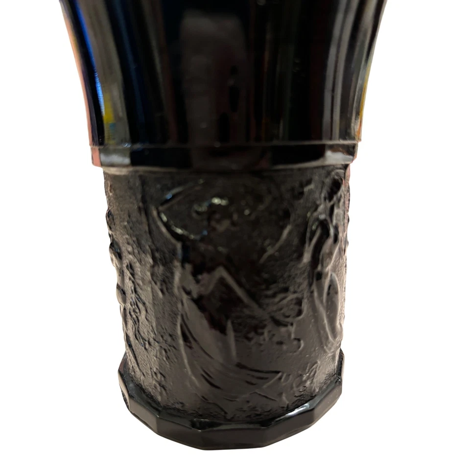 Винтажная черная декоративная настольная ваза из стерлингового художественного стекла с акцентом - Изображение 4 из 4
