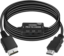 PS2 to HDMI Converter Adapter,with 3.5mm Audio Jack.HDMI Cable for black 