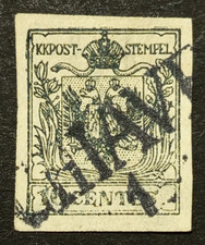 ANTICHI STATI LOMBARDO VENETO 10 CENT 1850 NERO ANNULLO SASSONE N° 2
