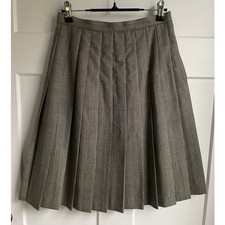 Vintage 80s 100 Wool Pleated Midi Skirt Glen Plaid Dark Academia USA 4 Lined