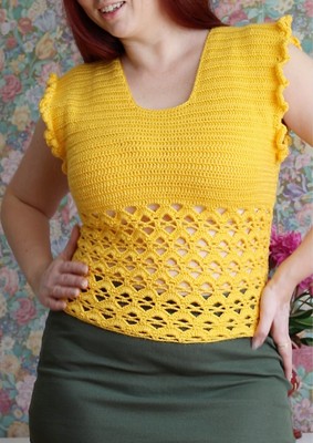 Digital PDF file Crochet women summer top with lace and ruffles crochet tutorial