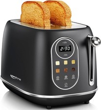 Smart Touch Screen Toaster 2 Slice Retro Wide Slot Stainless Steel Toaster Bagel