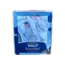 New HALO Bassinest Swivel Glide Sleeper Fitted Sheet Gray Pin Dot 100 Cotton