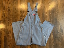 Men s DICKIES Striped Overalls Conductor Railroad Cotton Farmer Bib 36 X 30