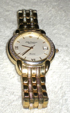 JULES JURGENSON GOLDTONE BRACELET WATCH WITH DIAMOND ACCENTS QUARTZ