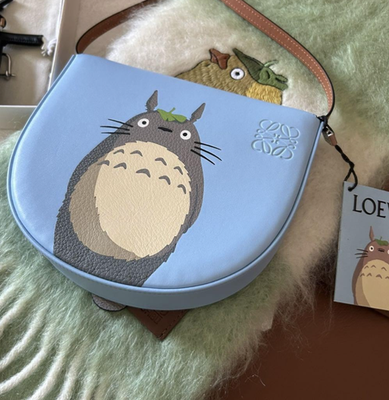 LOEWE × Totoro Heel Pouch Pale Blue Studio Ghibli Limited Leather