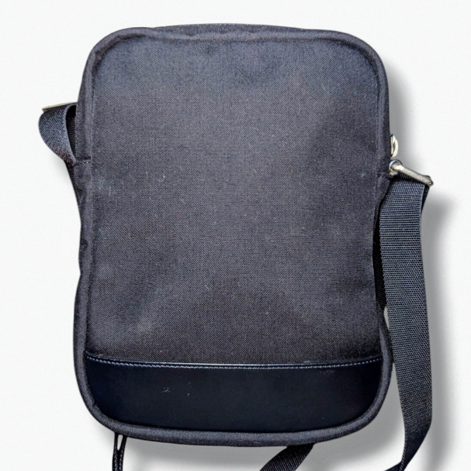 Saint Laurent Borsa a tracolla da corsa in tela e pelle nera Rivington