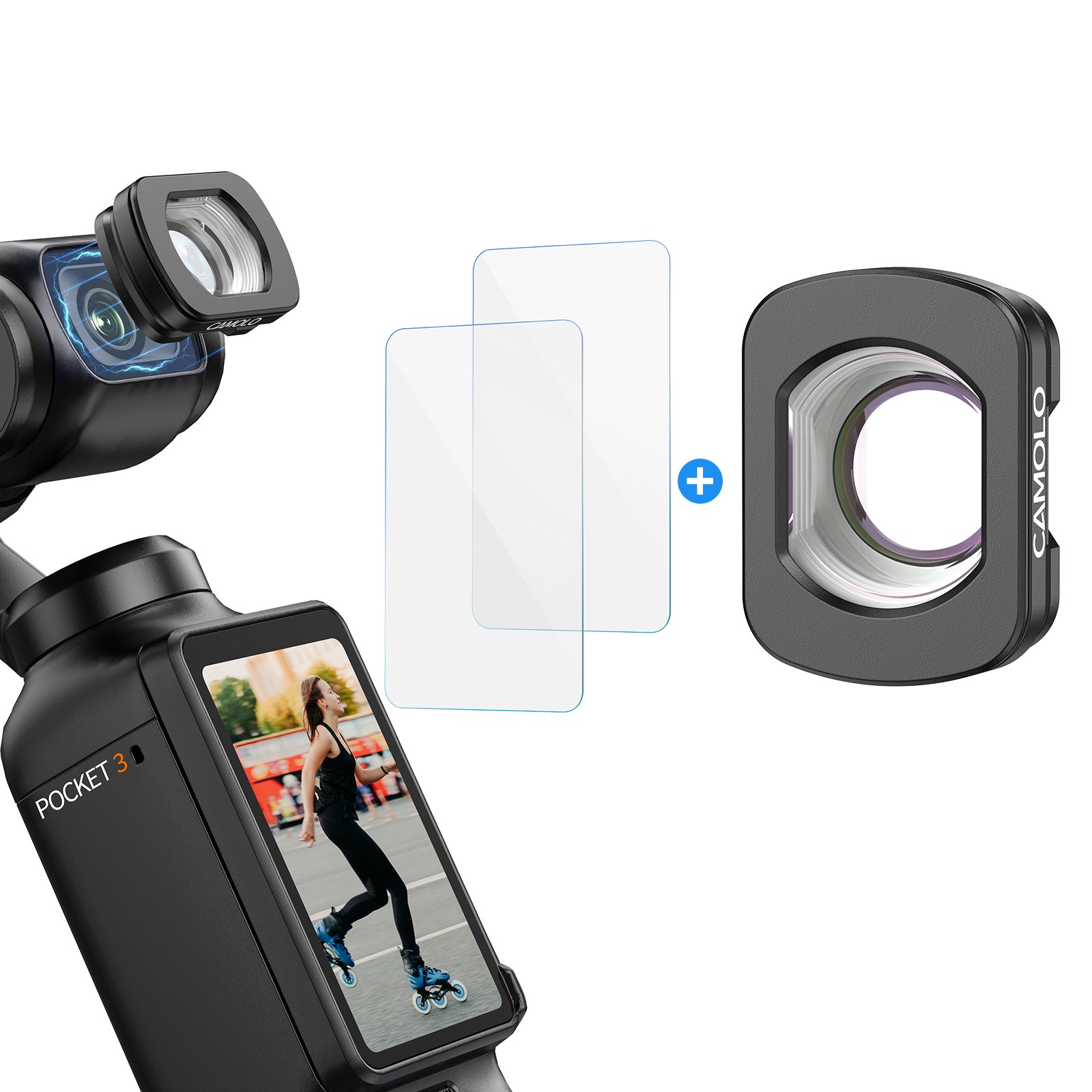 Camolo Magnetic Wide-Angle Lens Filter for DJI Osmo Pocket 3 Accessories w/ Glas