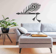 Krishna Flute Peacock Feather Wall Stencil 16x24in Reusable Painting DIY Decor