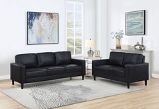 Coaster Ruth 2-piece Upholstered Track Arm Sofa Set Black 508361-S2