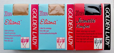 Gr. 48 52 3 Paar Strumpfhosen 20DEN Eliana/Jeanette  Schwarz/Melon Golden Lady