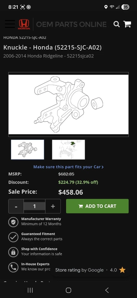 Nudillo trasero Honda Ridgeline 2014 (52215-SJC-A02) Foto 4 de 4